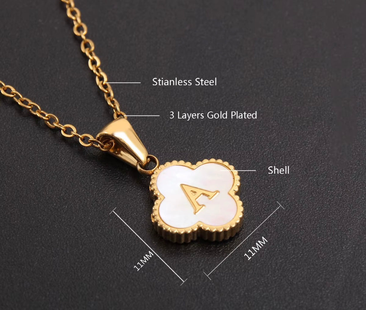 Initial necklace 18k gold plated stainless steel