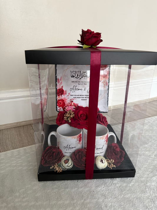 Couples wedding gift set red floral