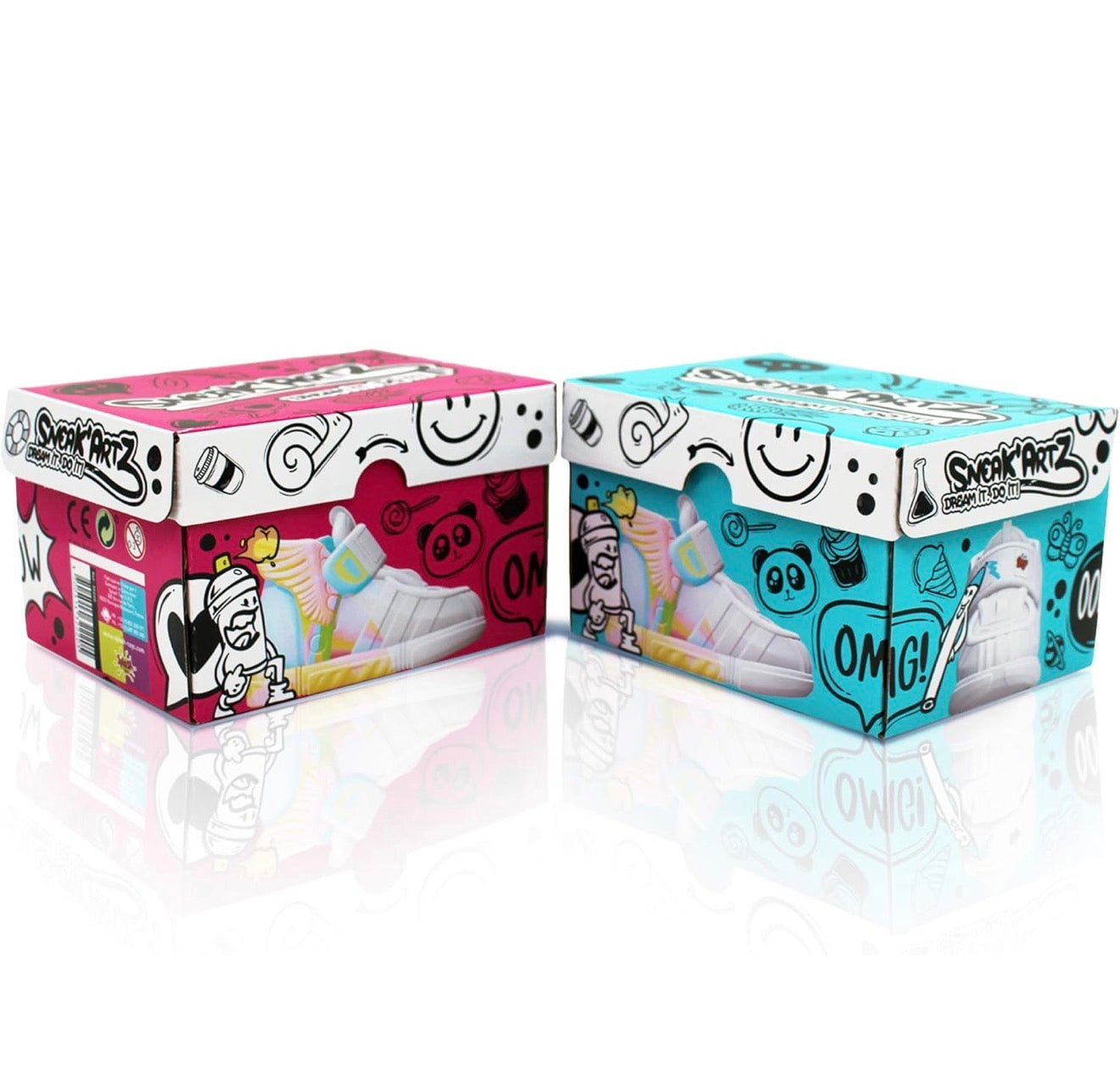 Splash Toys SNEAK'ARTZ SHOEBOX Blue and Fuchsia – Creative Hobbies Design and Personalise Your Trainers – From 5 Years Old