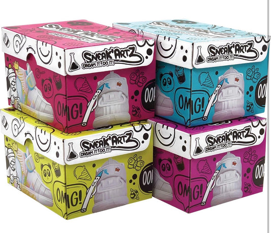 Splash Toys SNEAK'ARTZ SHOEBOX Blue and Fuchsia – Creative Hobbies Design and Personalise Your Trainers – From 5 Years Old