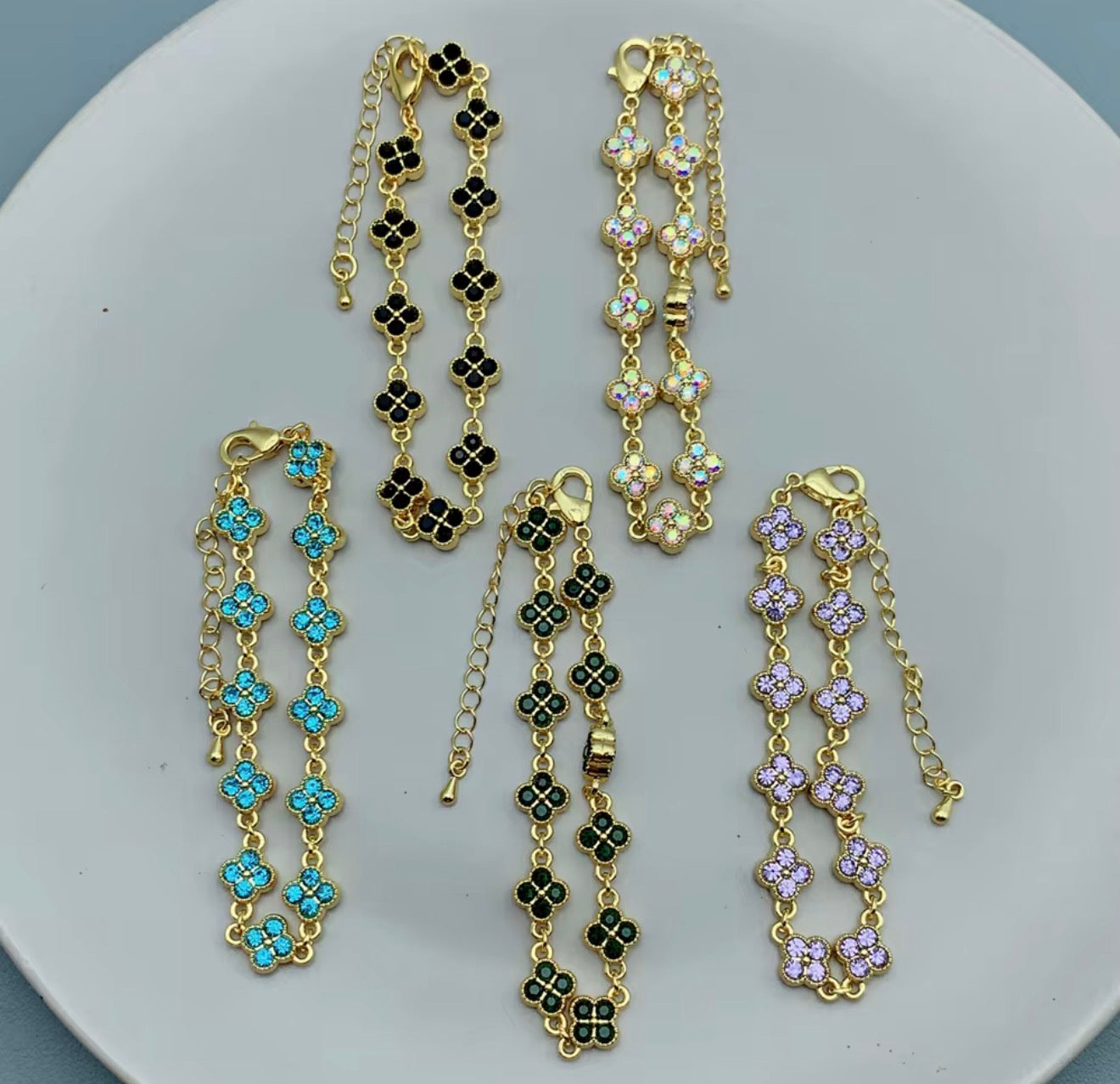 Clover rhinestone bracelet