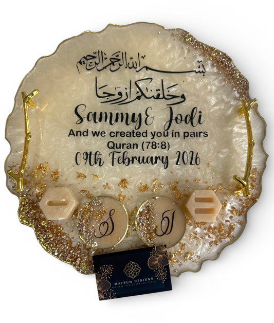 Resin wedding ring tray