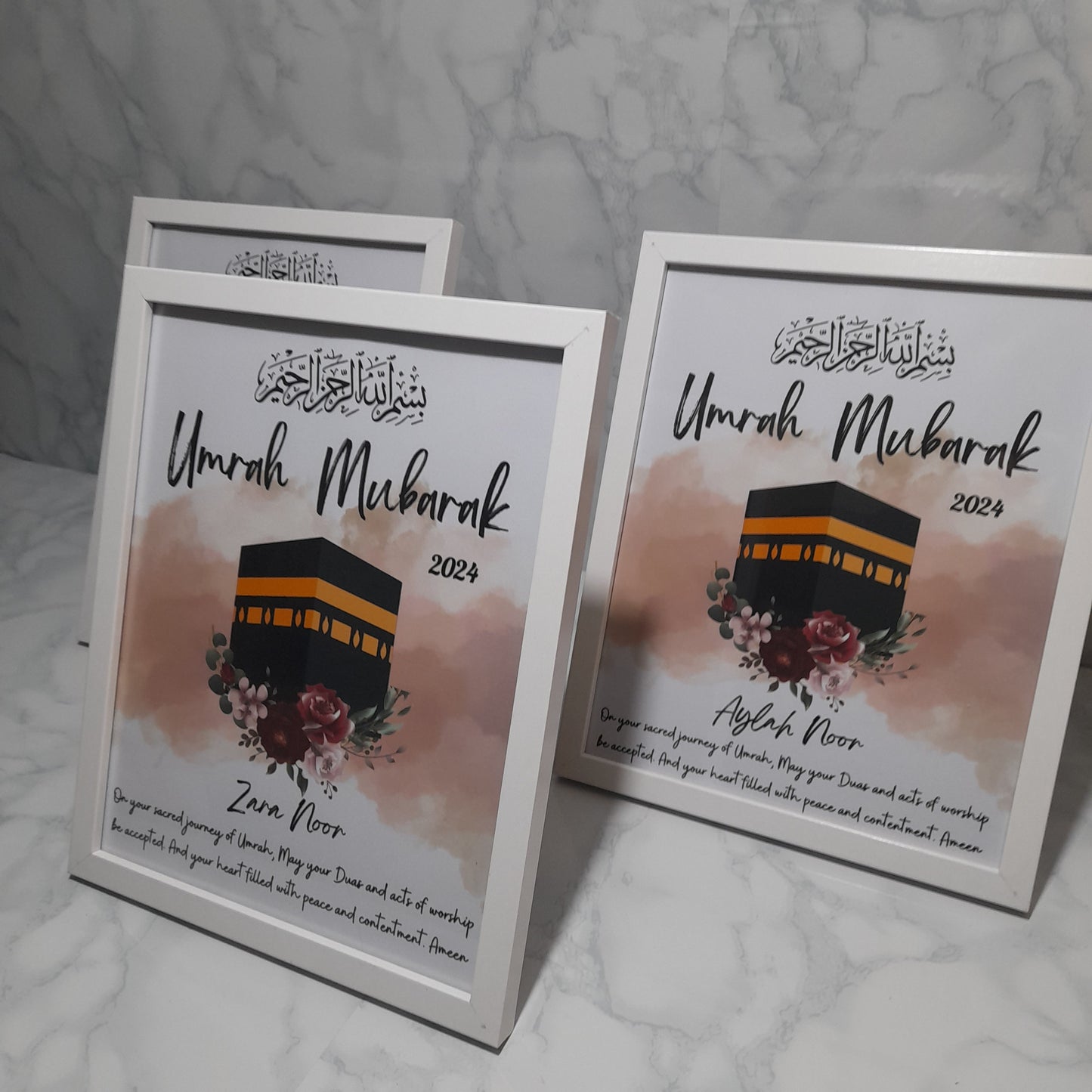 Personalised Umrah Mubarak Prints | A4 A5 frames | Umrah frame | Personalised umrah mubarak gift