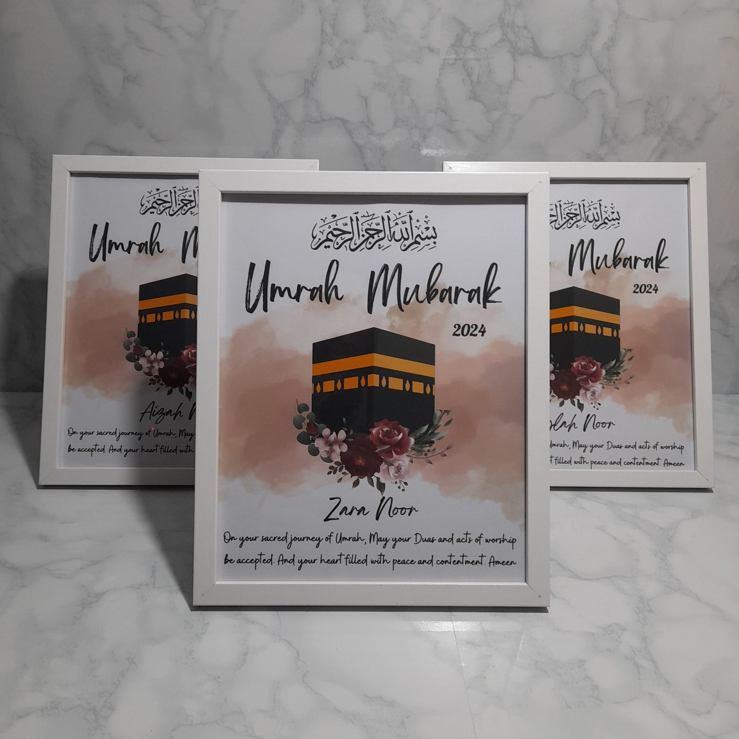 Personalised Umrah Mubarak Prints | A4 A5 frames | Umrah frame | Personalised umrah mubarak gift